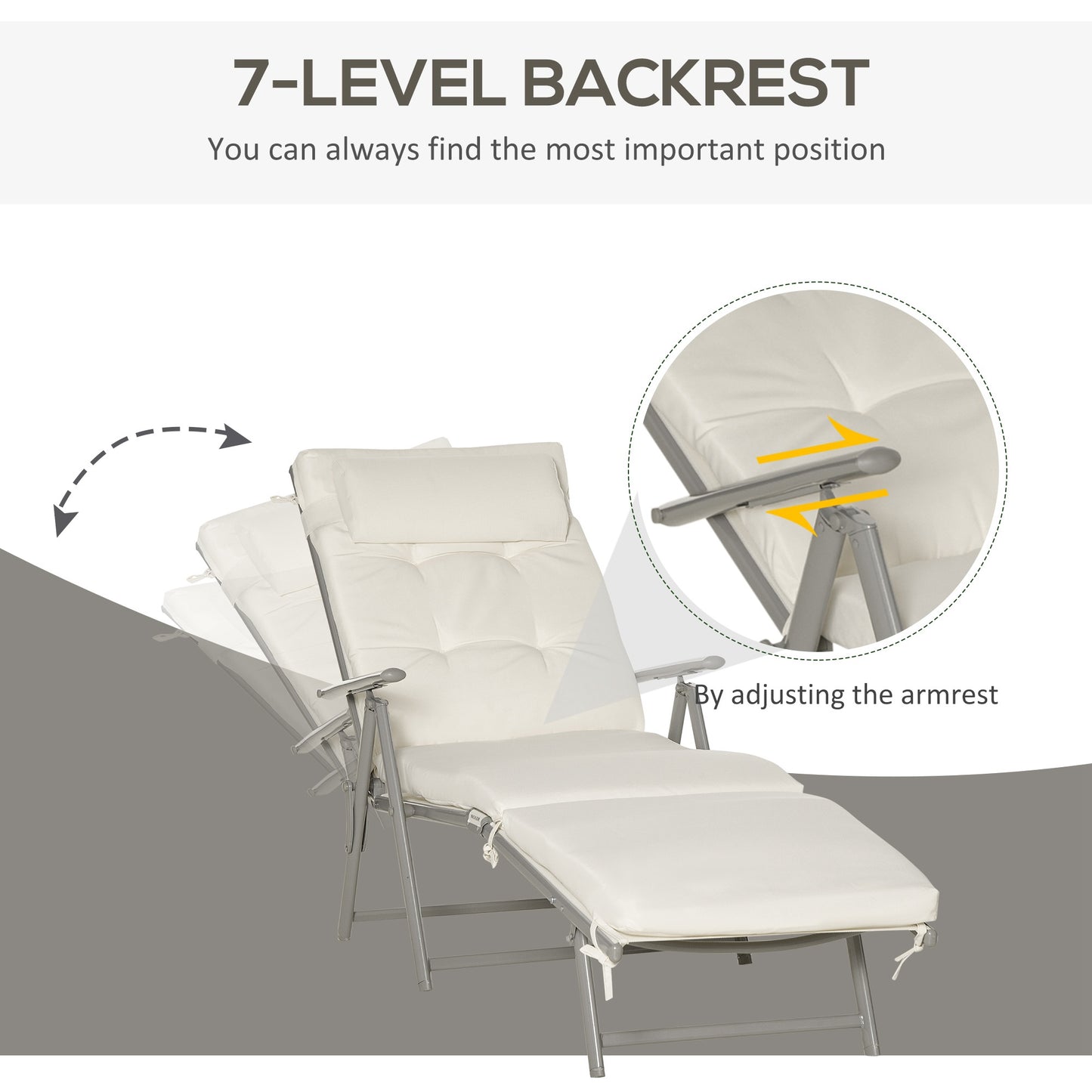 Sun Lounger Steel Frame Outdoor Folding Chaise Texteline Lounge (5)