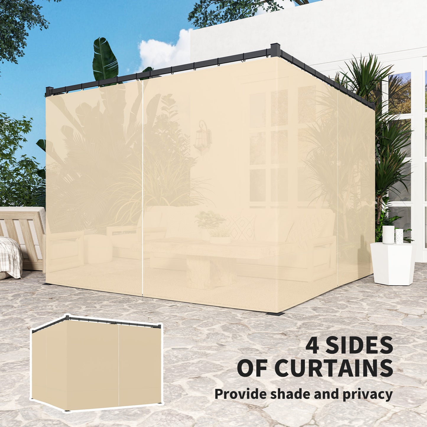 3 x 3m Retractable Roof Pergola, with Curtains