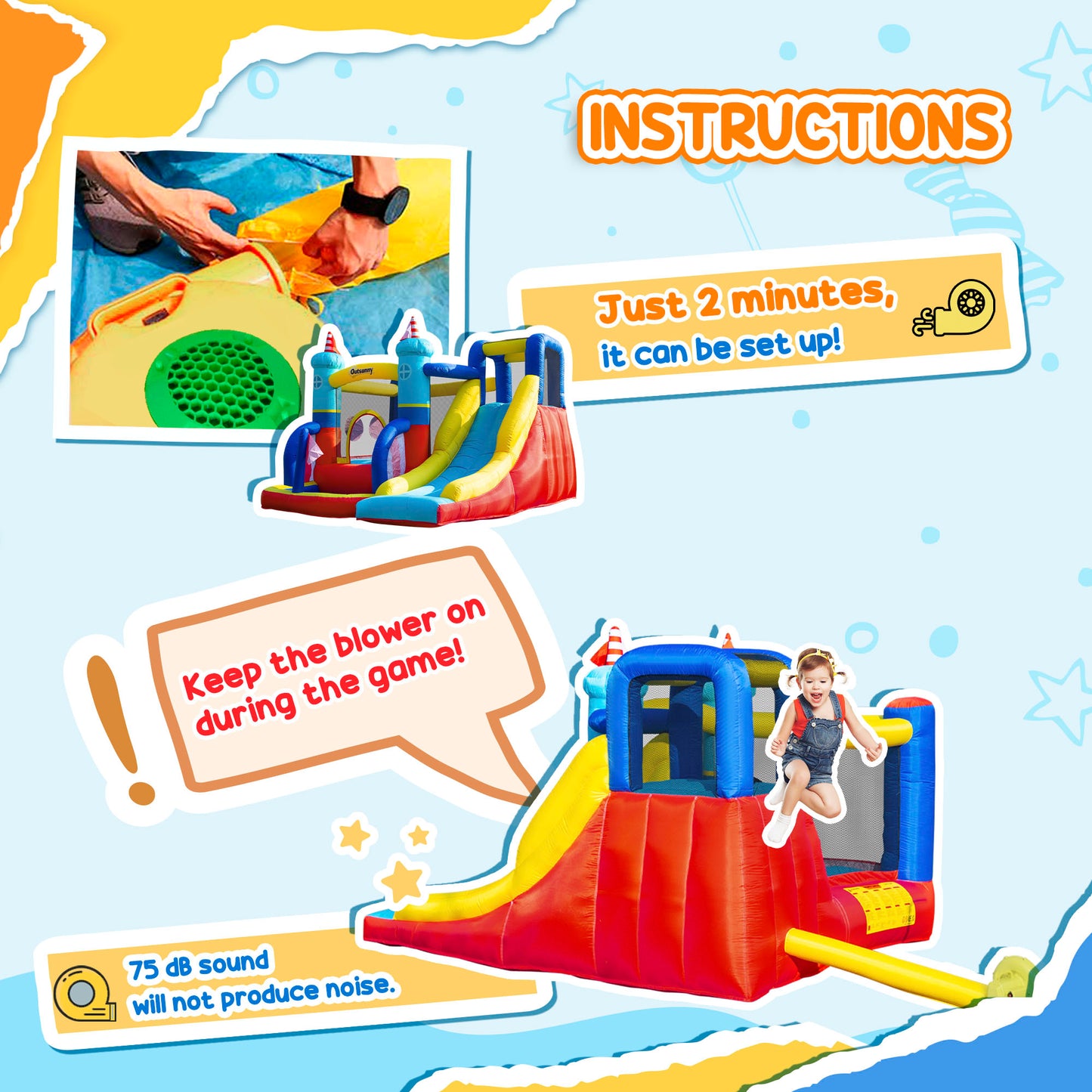 Kids Bouncy Castle, 4 in 1 Large Sailboat Style Inflatable House