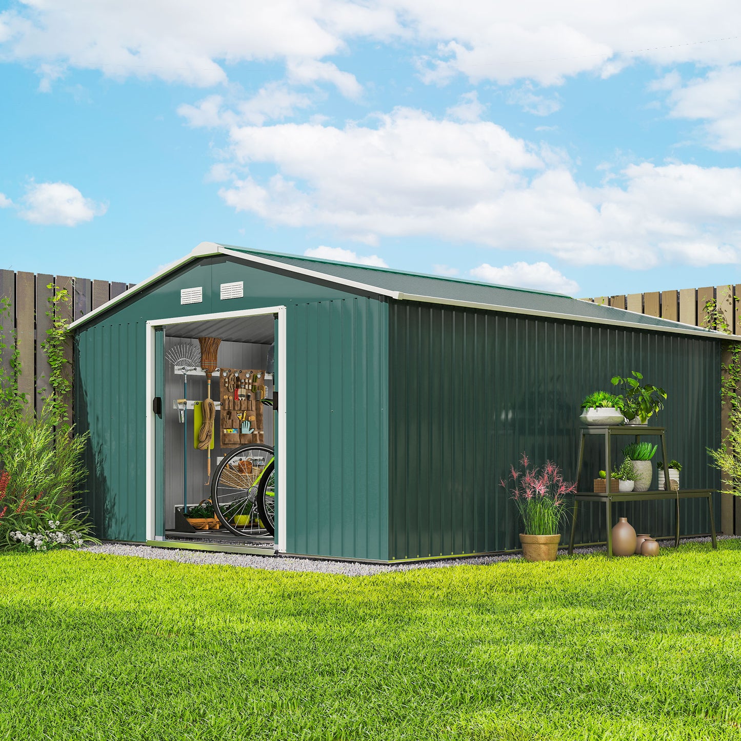 12.5ft Sliding Door Durable Steel Storage Shed