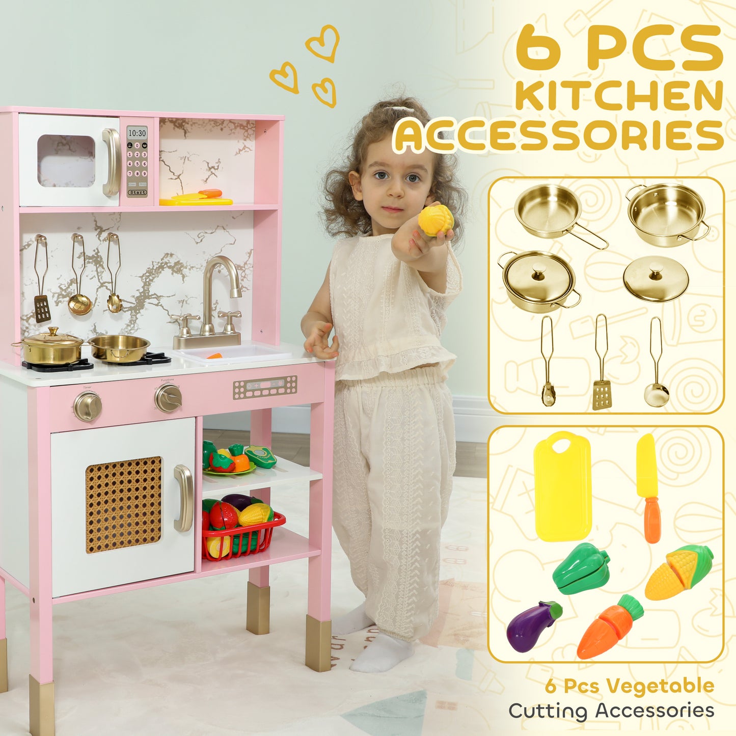Kitchen Playset with Pretend Play Cooking Accessories