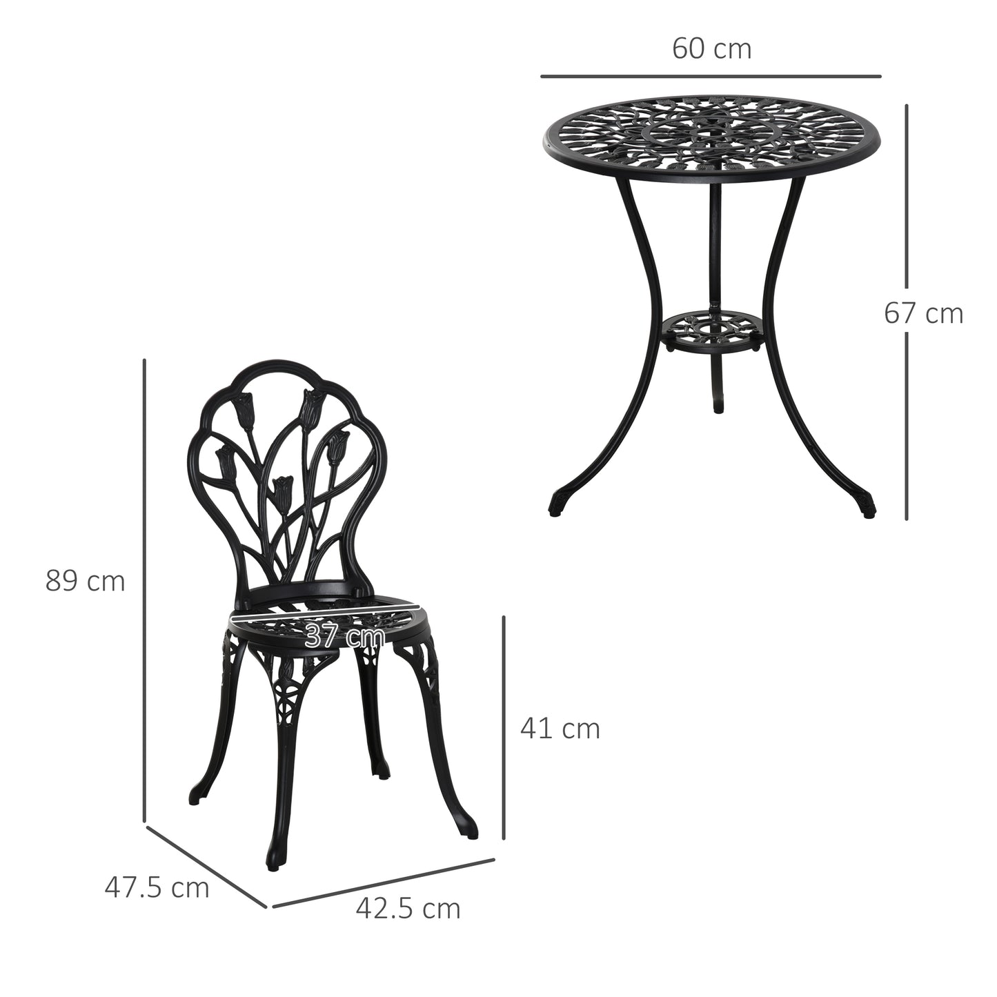 Three-Piece Aluminium Floral Bistro Garden Set