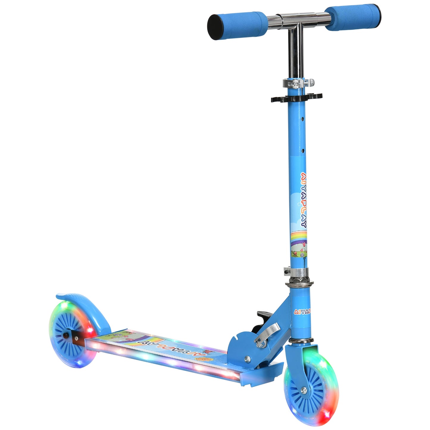 Kids Scooter, with Lights, Music, Adjustable Height, Foldable Frame