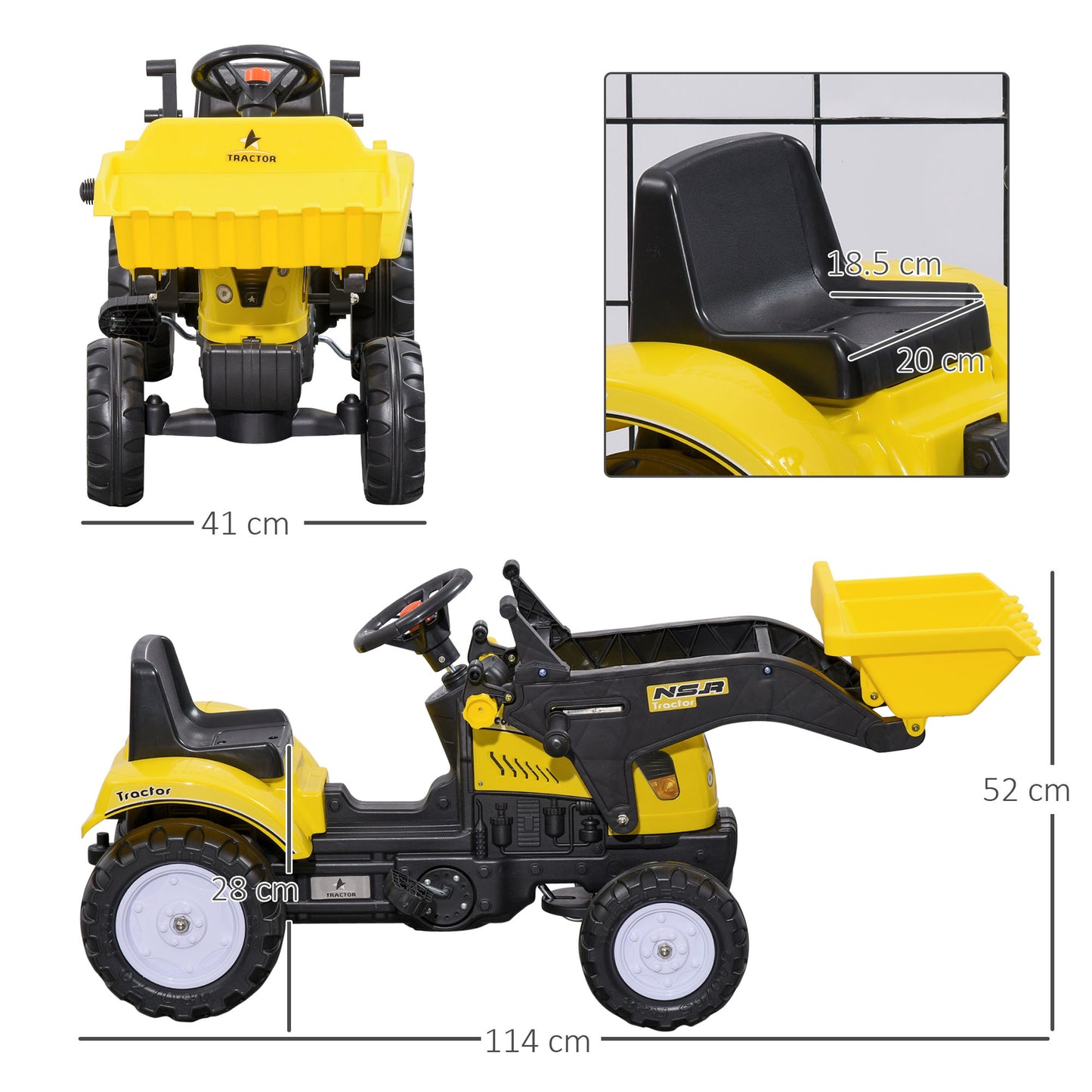 Ride On Tractor, Toddler Excavator Toy