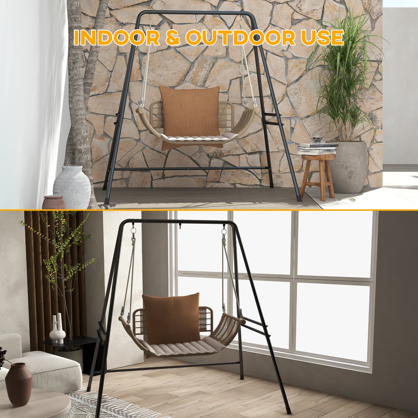 Hammock Chair Stand, Hanging Heavy Duty Metal Frame Hammock Stand