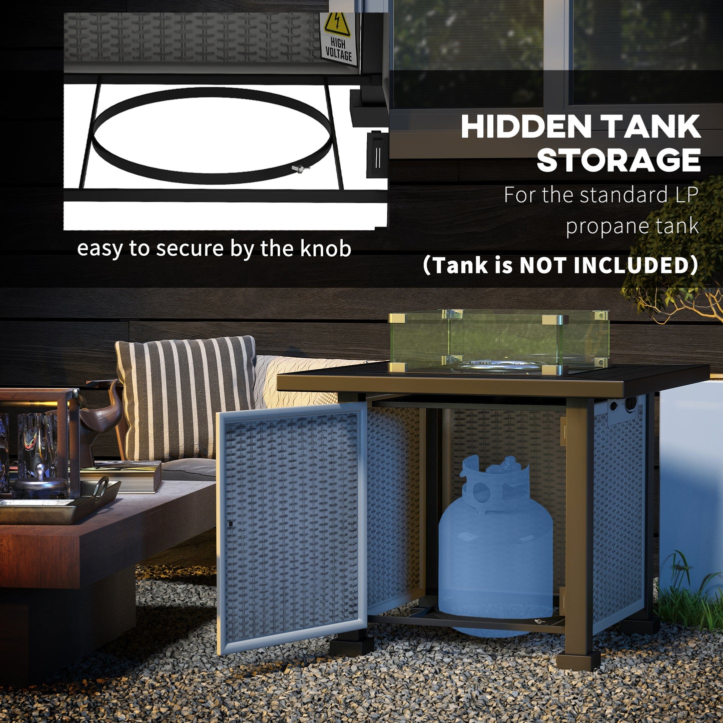 81 x 81cm 50,000 BTU Gas Fire Pit Table