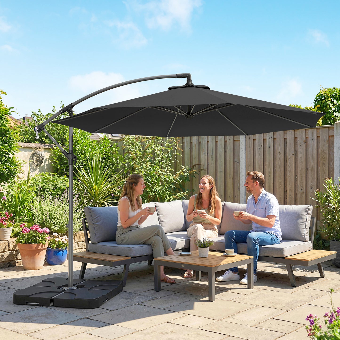 3m Overhanging Parasol, with Base, Weights and Cover