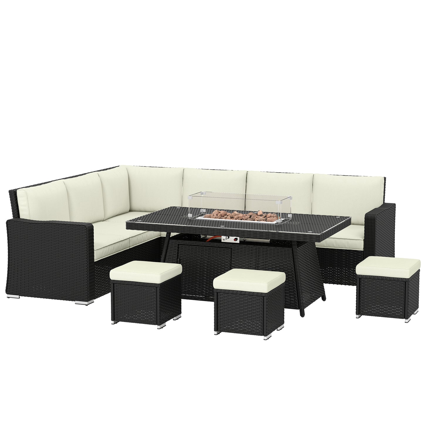 7 Pieces PE Rattan Garden Furniture Set, 50