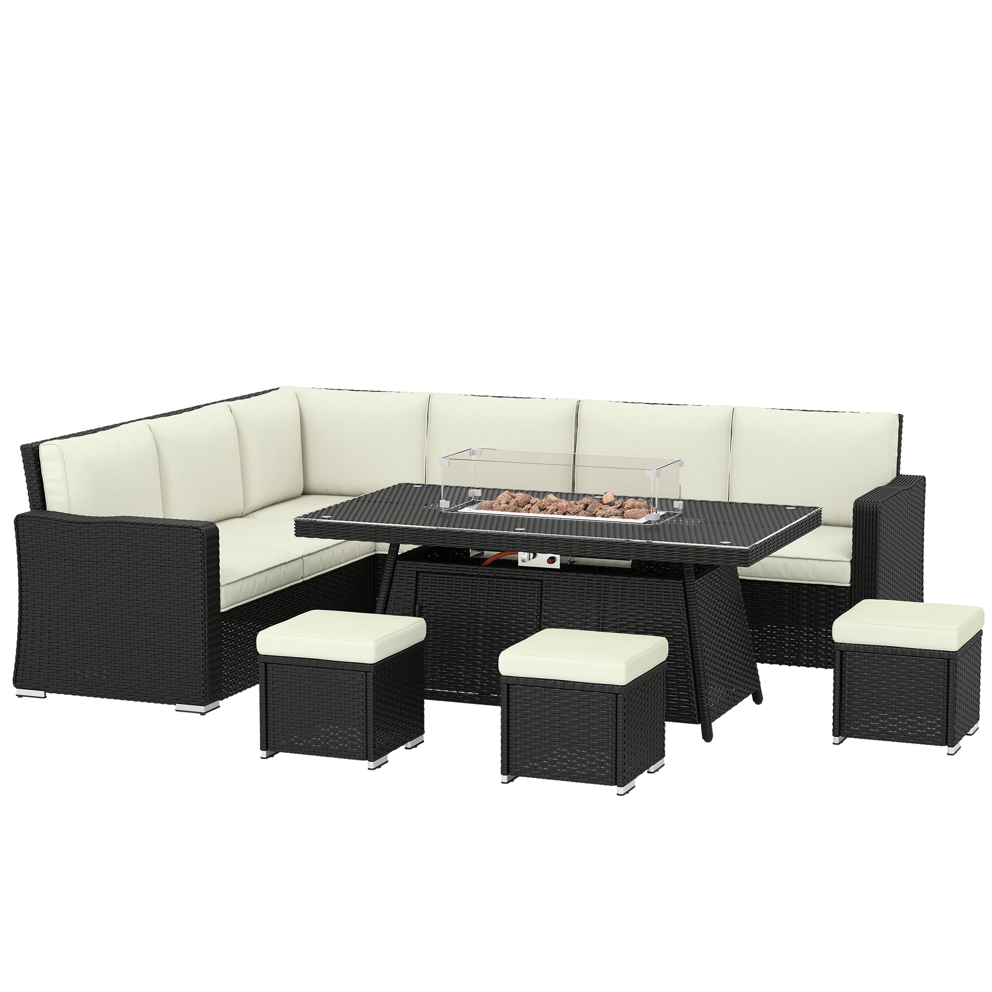 7 Pieces PE Rattan Garden Furniture Set, 50