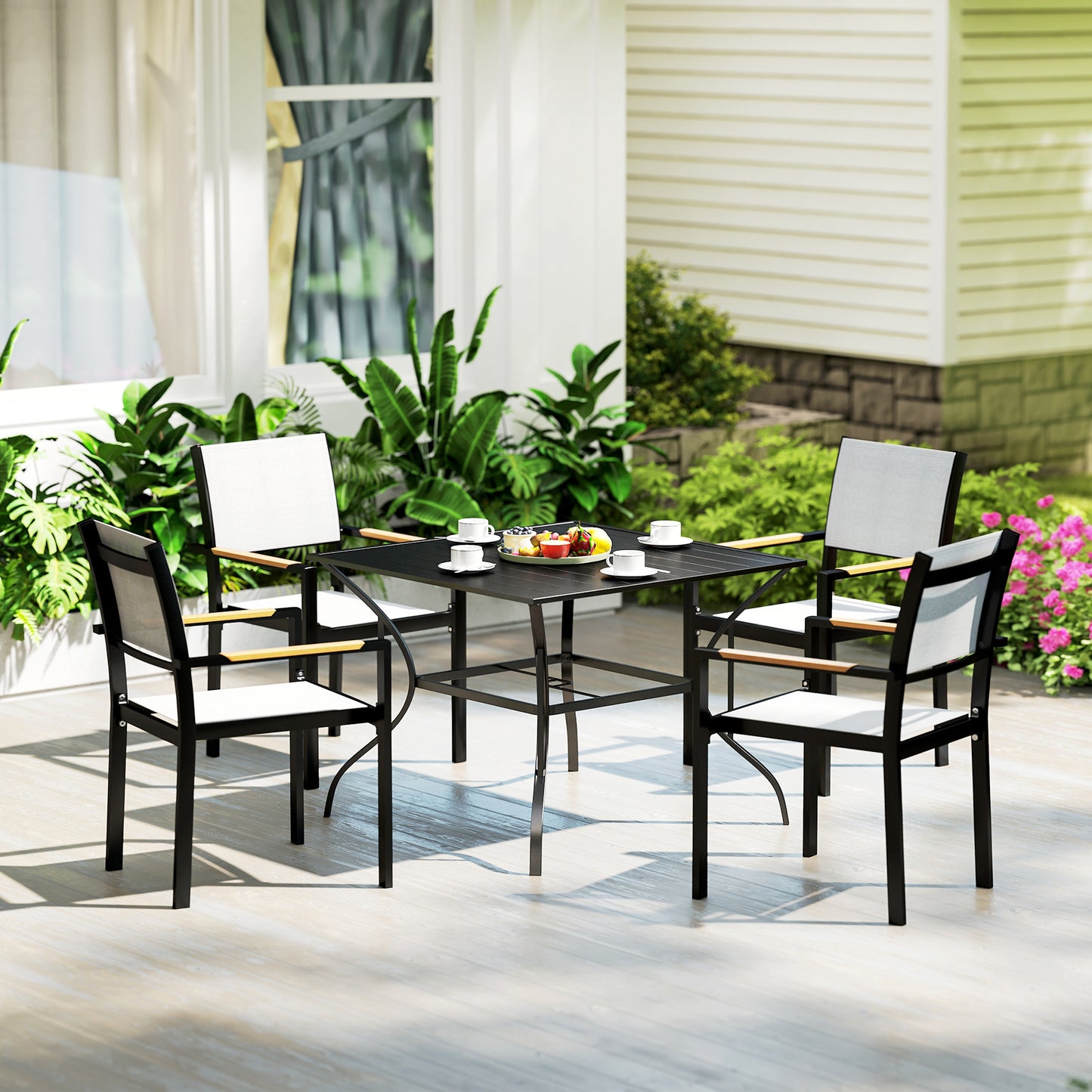 94 x 94 cm Garden Table with Parasol Hole
