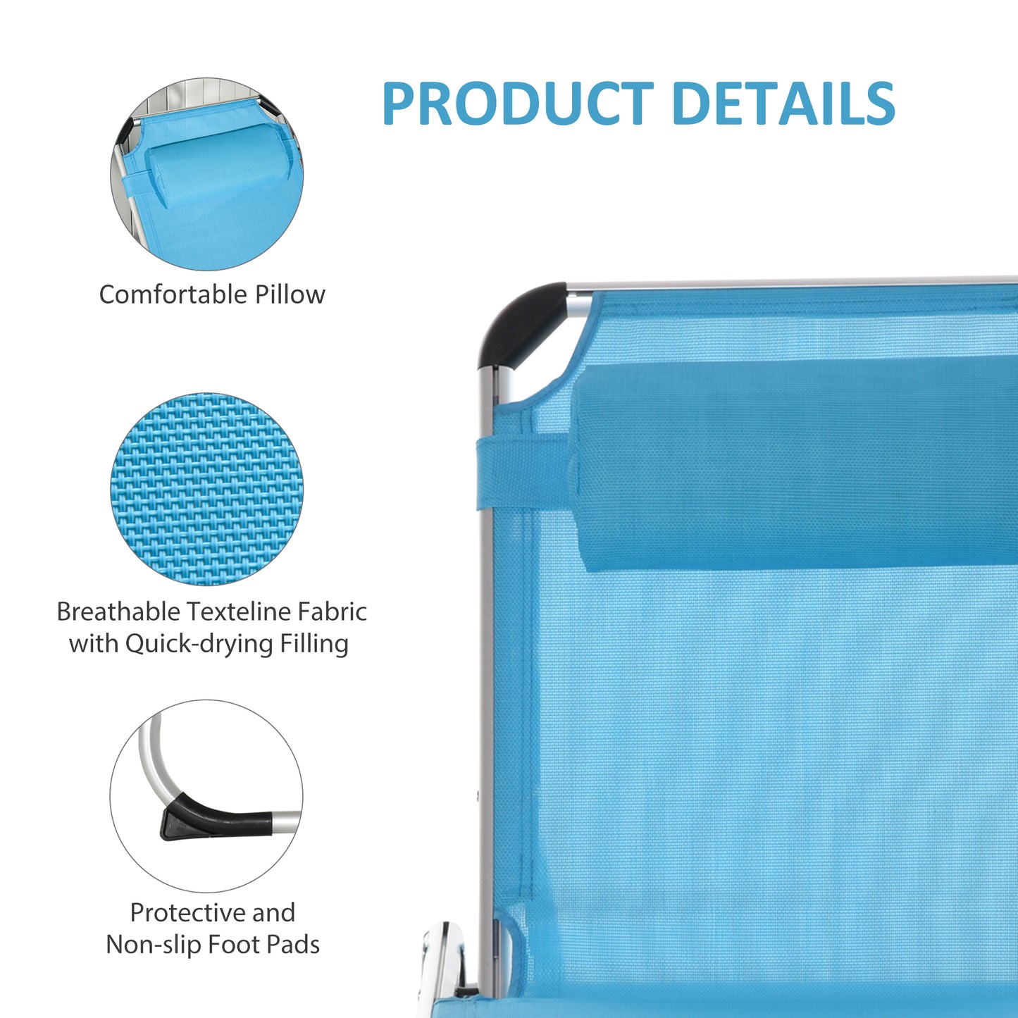 Foldable Outdoor Sun Loungers Set of 2