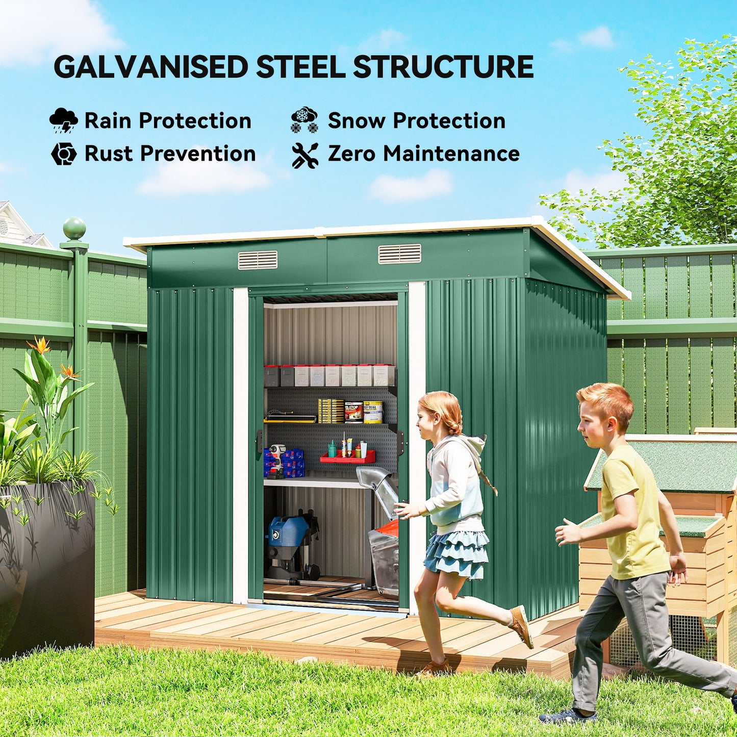 7 x 4ft Outdoor Storage Shed with Foundation Kit (1)
