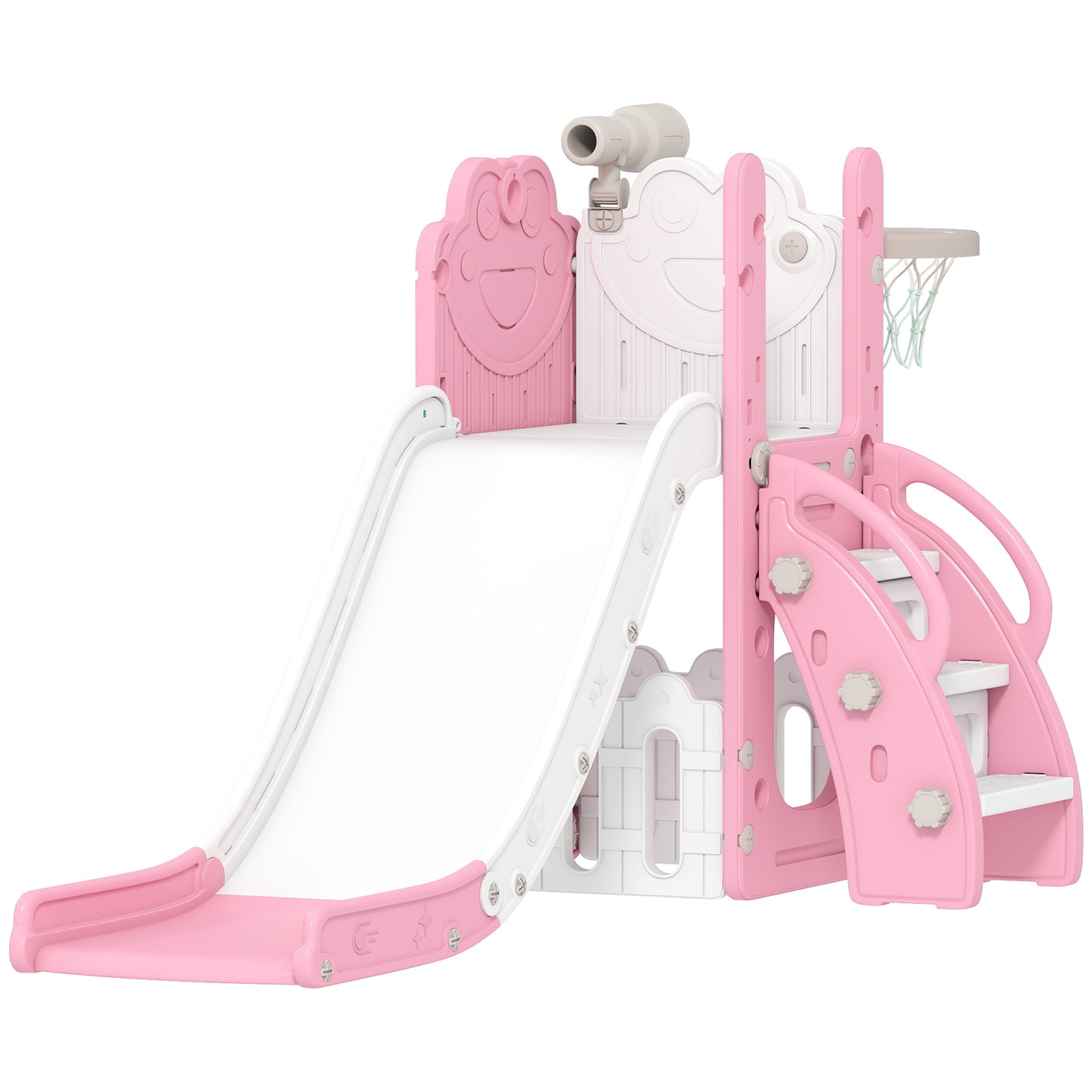 5 in 1 Kids Slide Set with Basketball Hoop, Climbing Frame