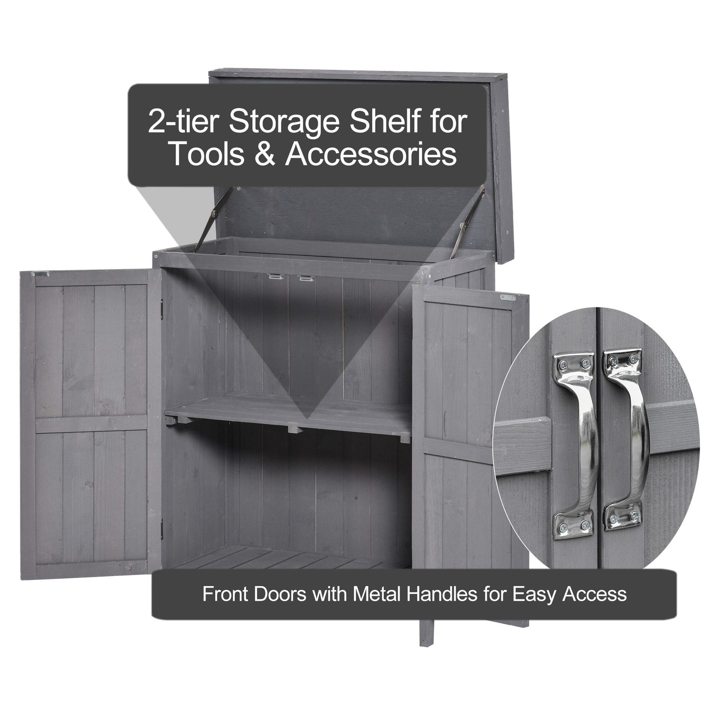 Small Shed, Wooden Garden Shed with Openable Hinged Roof