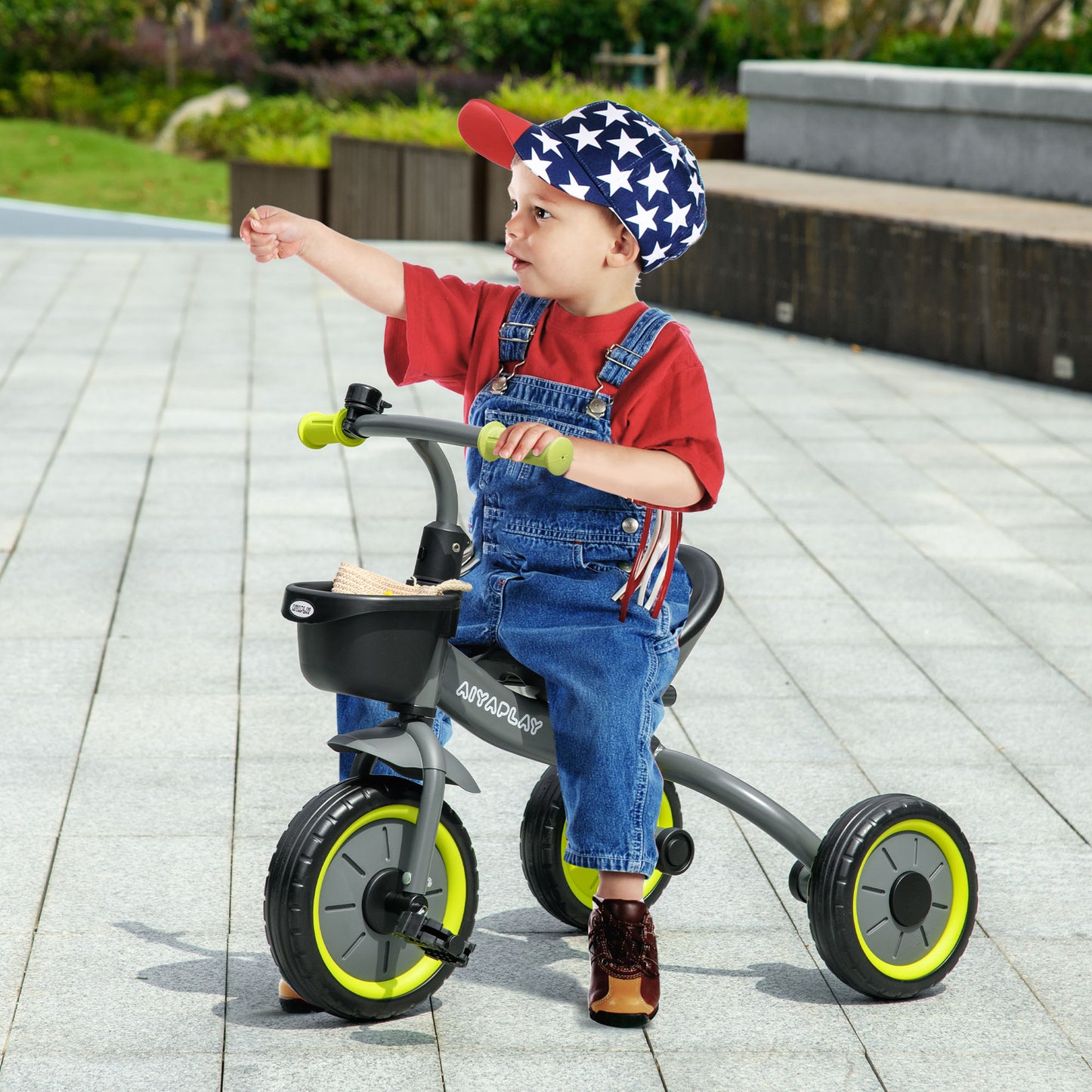 Kids Trike, Tricycle, with Adjustable Seat, Basket, Bell