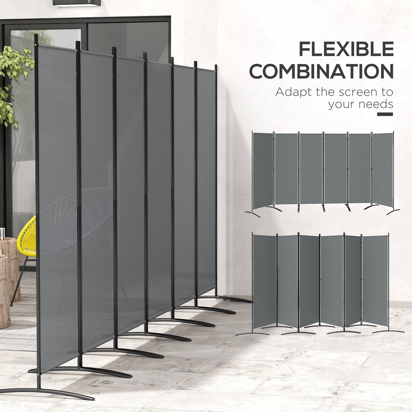 6 Panel Folding Room Divider Foldable Freestanding Garden Privacy
