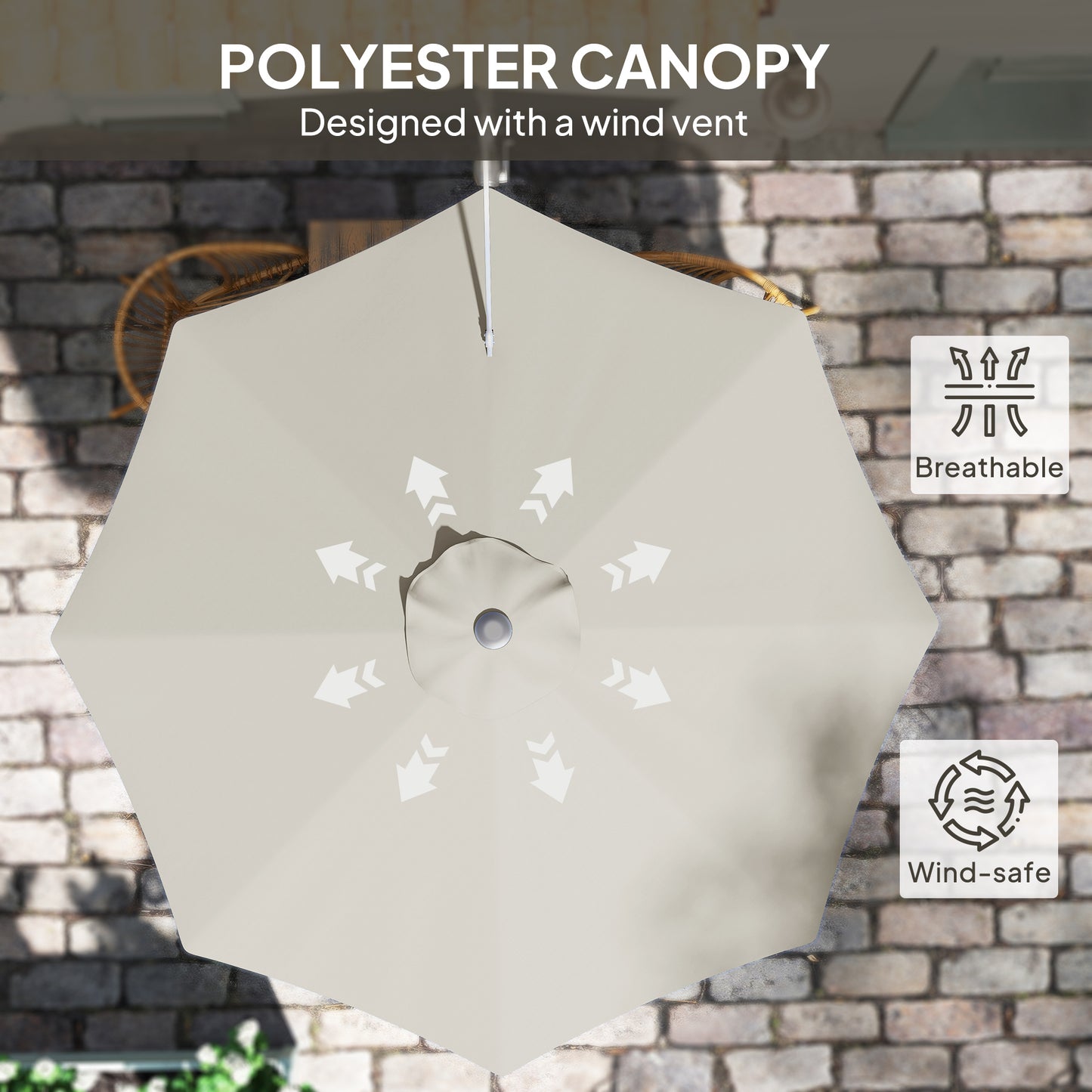 3(m) Wall-Mounted Parasol Shade, with Handle