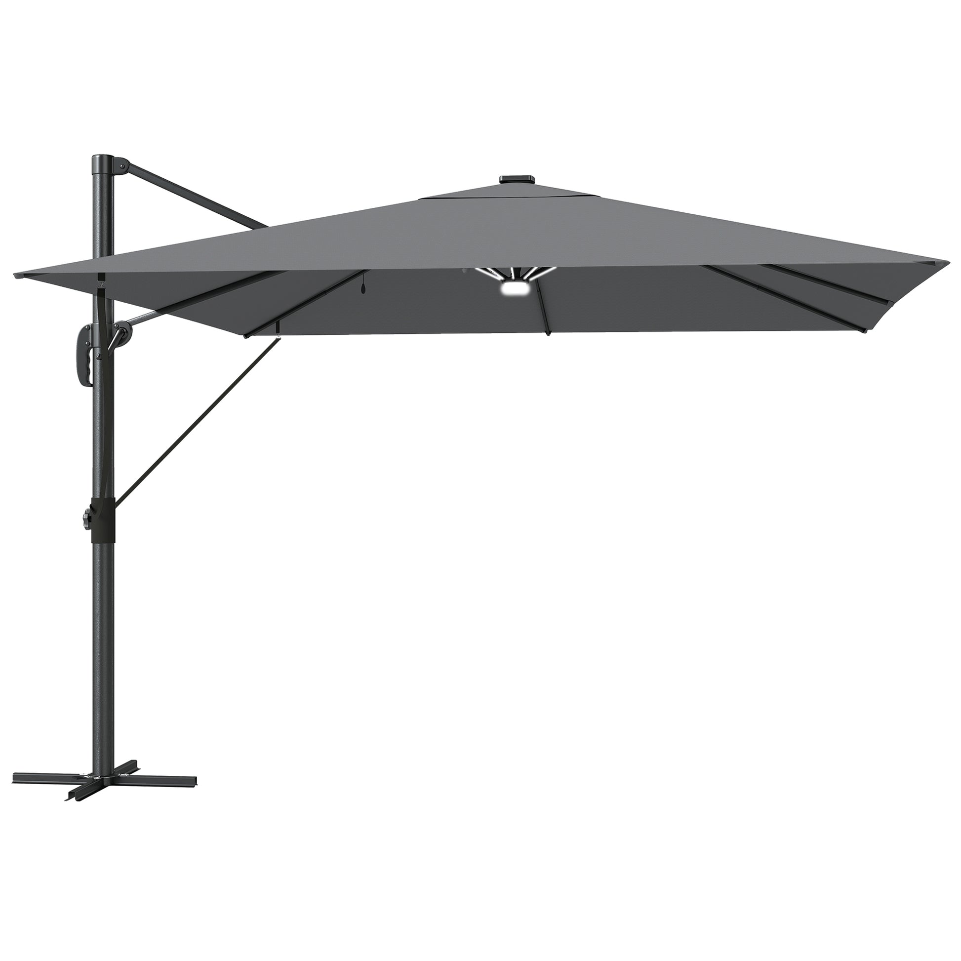 3 x 3 m Garden Cantilever Parasol with Light, Cover