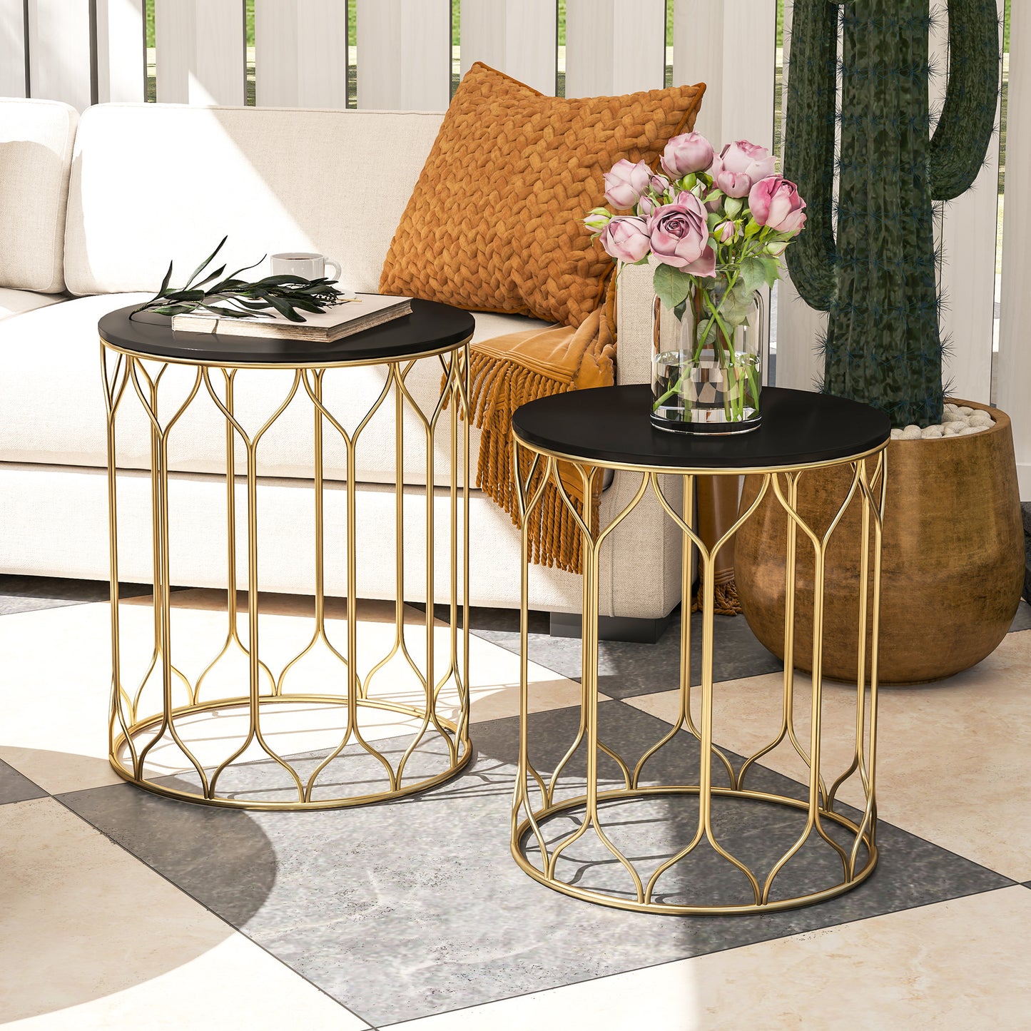Round Coffee Table Set of 2