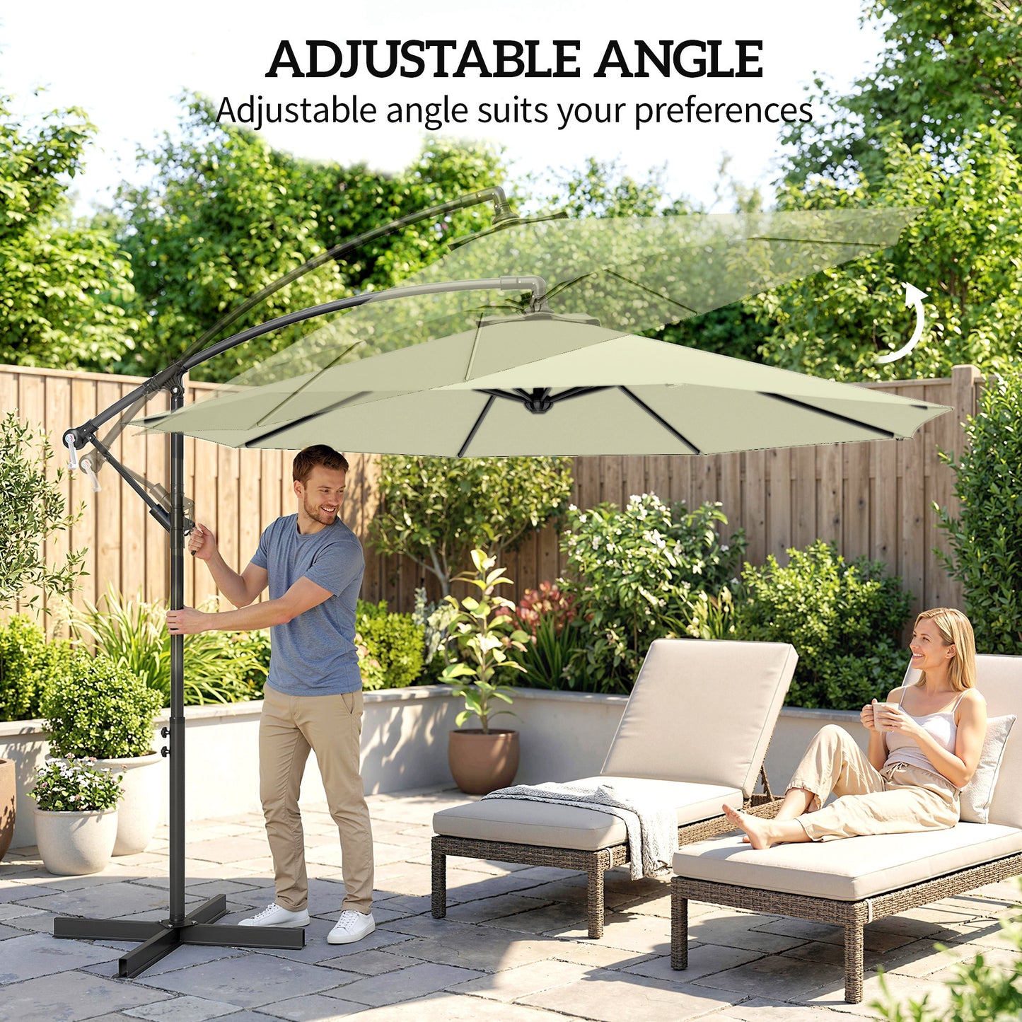 3m Overhanging Cantilever Parasol, with Cross Base (1)