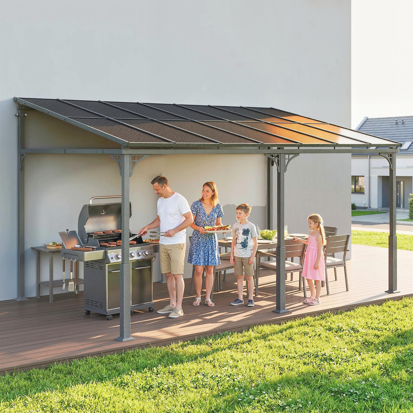 4 x 3 m Metal Lean-to Pergola (1)
