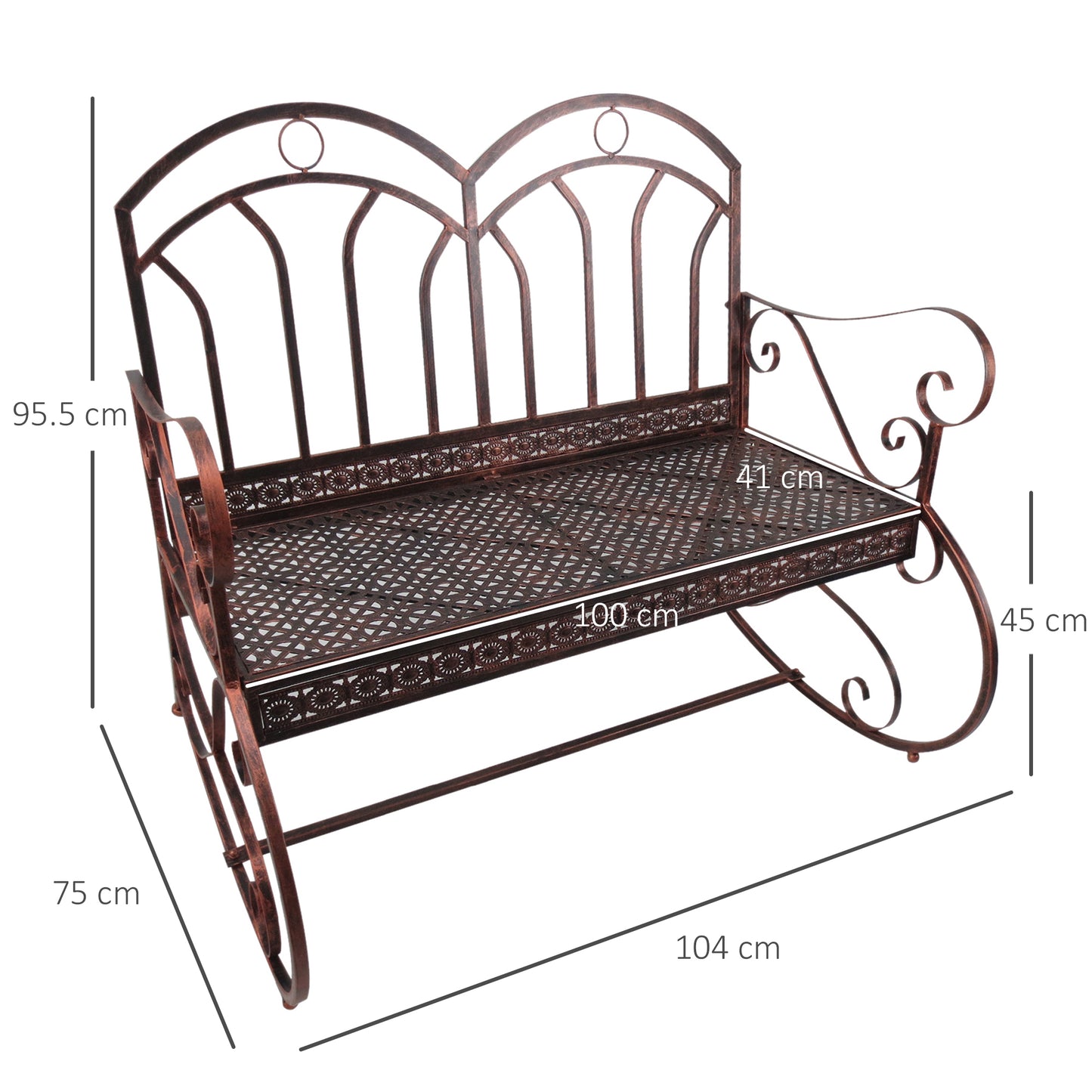 Outdoor Iron Rocking Chair-Bronze