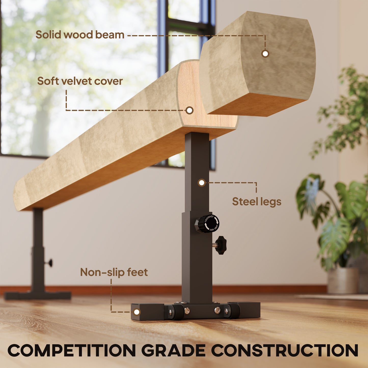 7.5ft Adjustable Balance Beam, Gymnastics Beam with Wheels