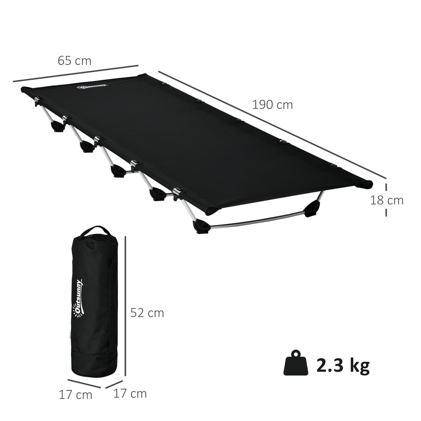 Lightweight Camping Bed, Aluminium Portable Camp Cot w/ Strong