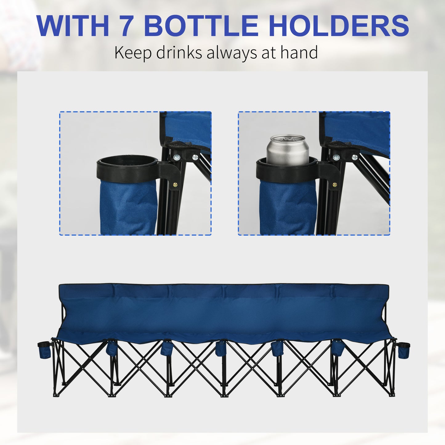 6 Seater Folding Camping Chair with Cup Holder & Carry Bag