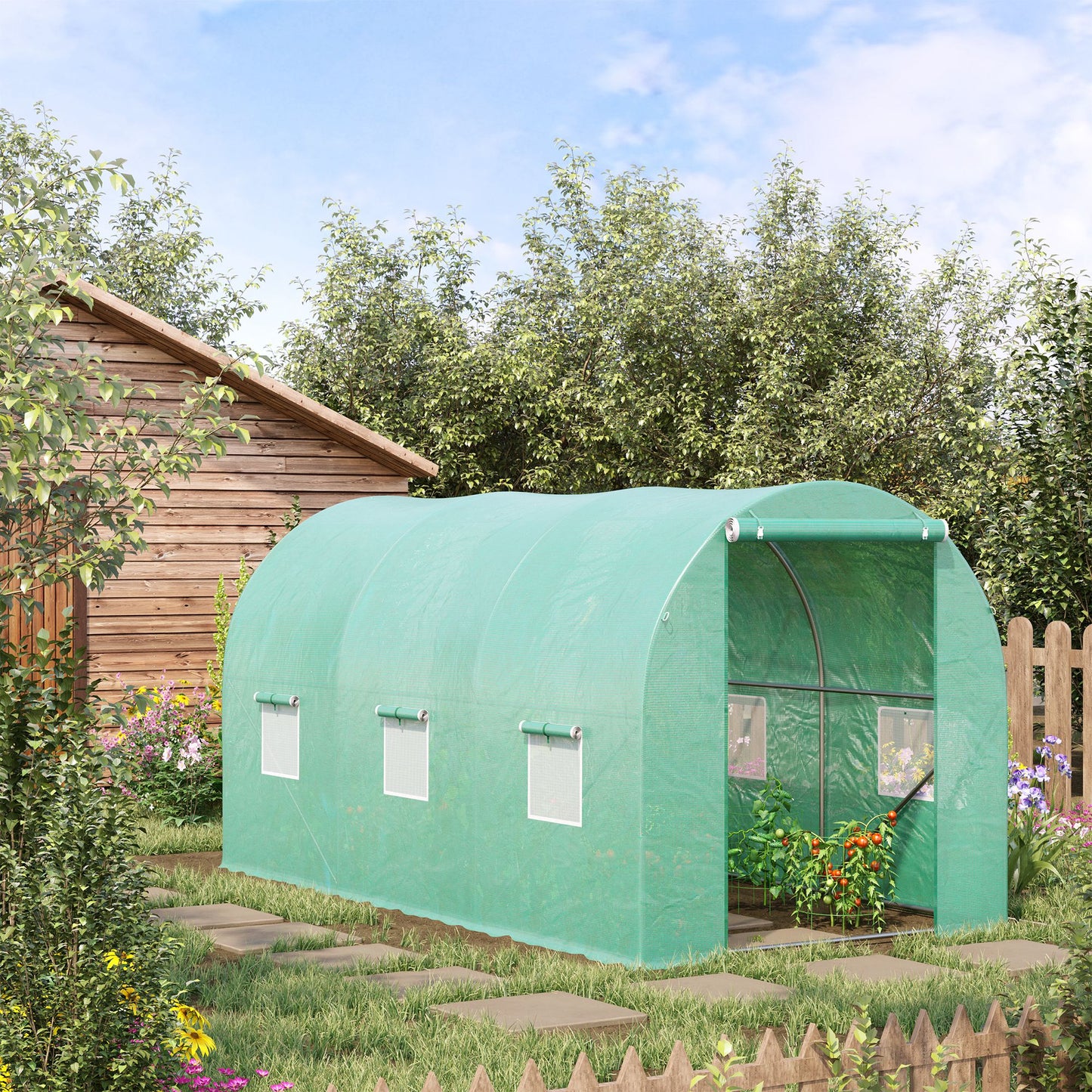 4 x 2 x 2 m Polytunnel Greenhouse with Roll-up Door