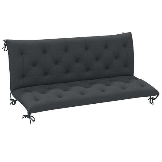 3 Seater Bench Pad, Garden Chair Cushion with Back and Ties