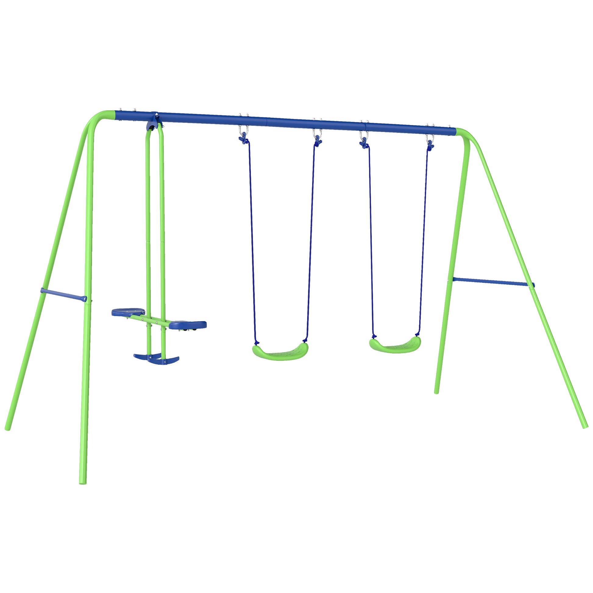 Metal Garden Swing Set Height Adjustable Children Outdoor Backyard
