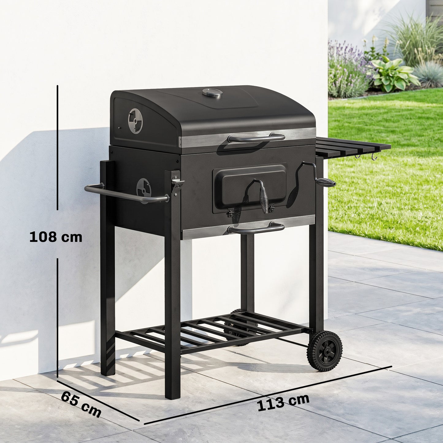 Charcoal Grill, with Height-Adjustable Coal Pan