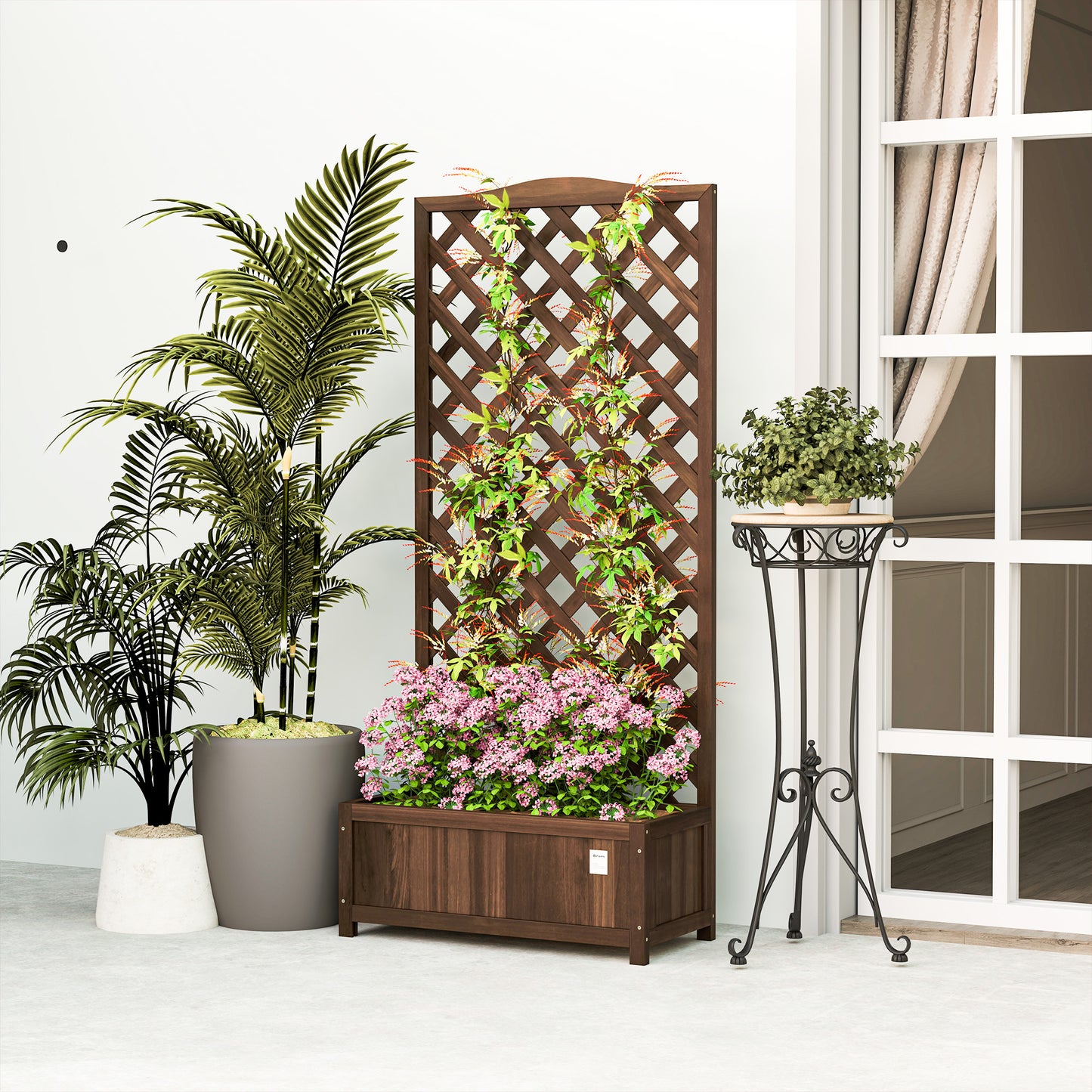 Wooden Planter with Trellis (1)