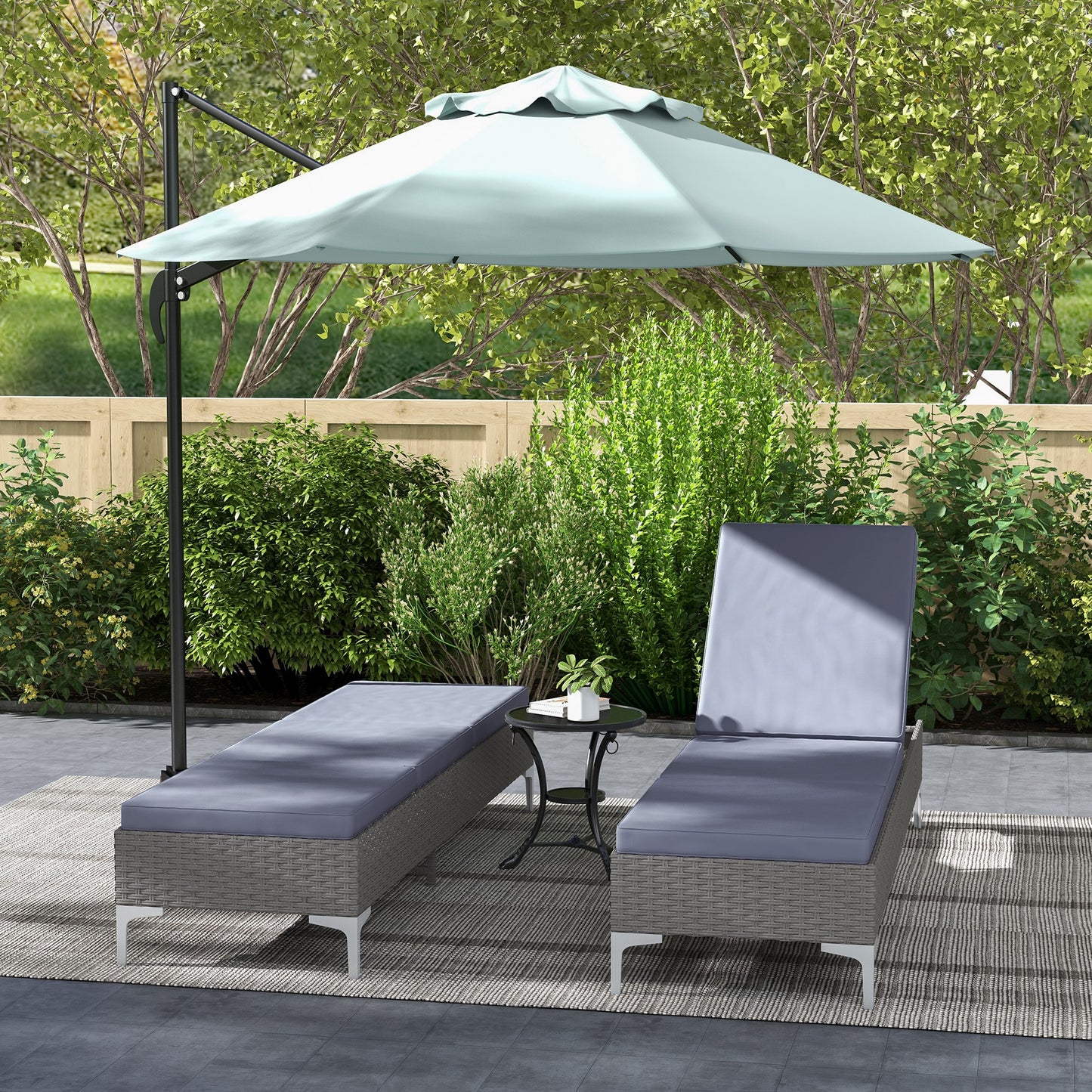 Outdoor PE Rattan Sun Lounger Set of 2