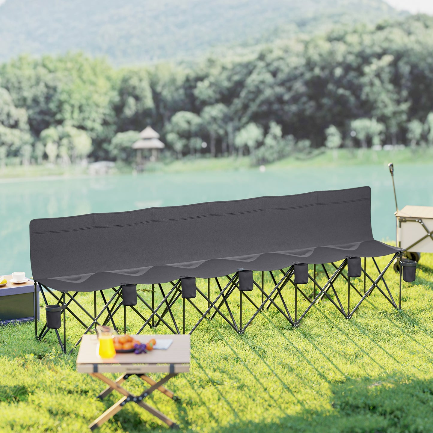 6 Seater Folding Camping Chair with Cup Holder & Carry Bag