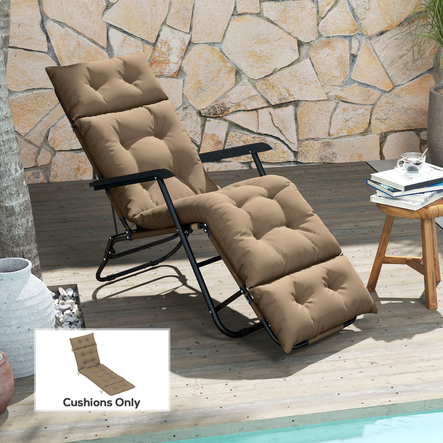 Sun Lounger Cushion Only, 190 x 56 x 10 cm Garden Lounge Chair