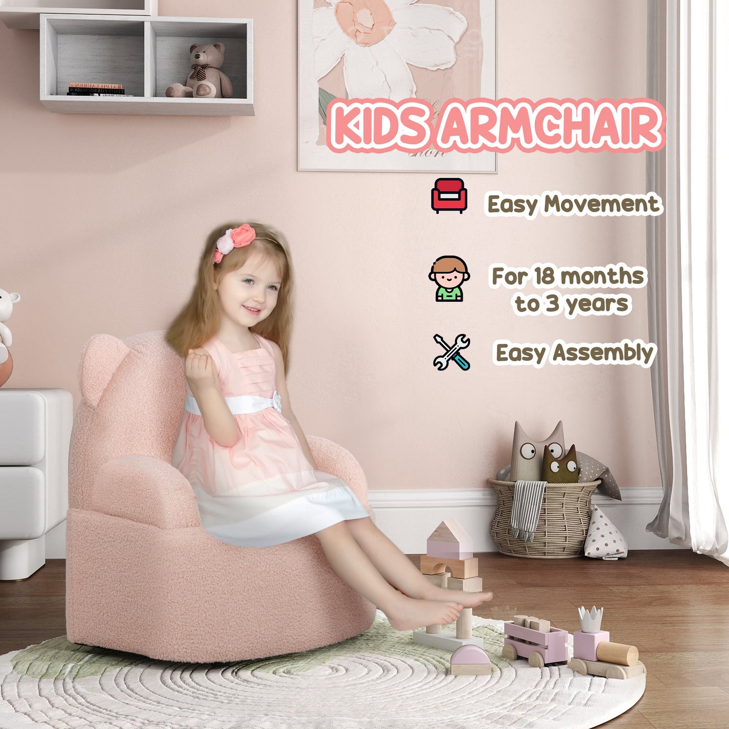 Kids Armchair, Bear Shaped Toddler Chair