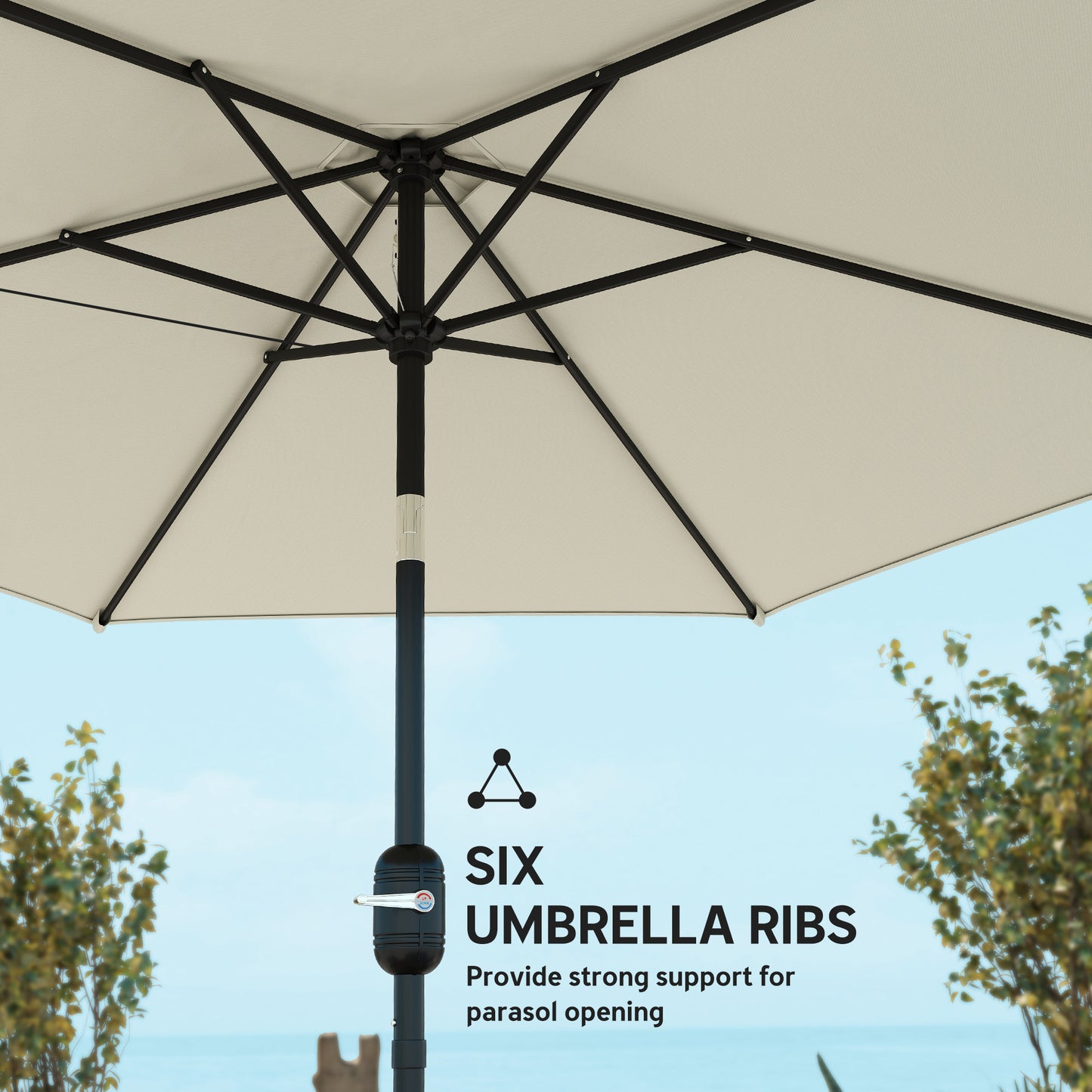 2.6 m Garden Parasol Umbrella with Aluminium Pole (2)