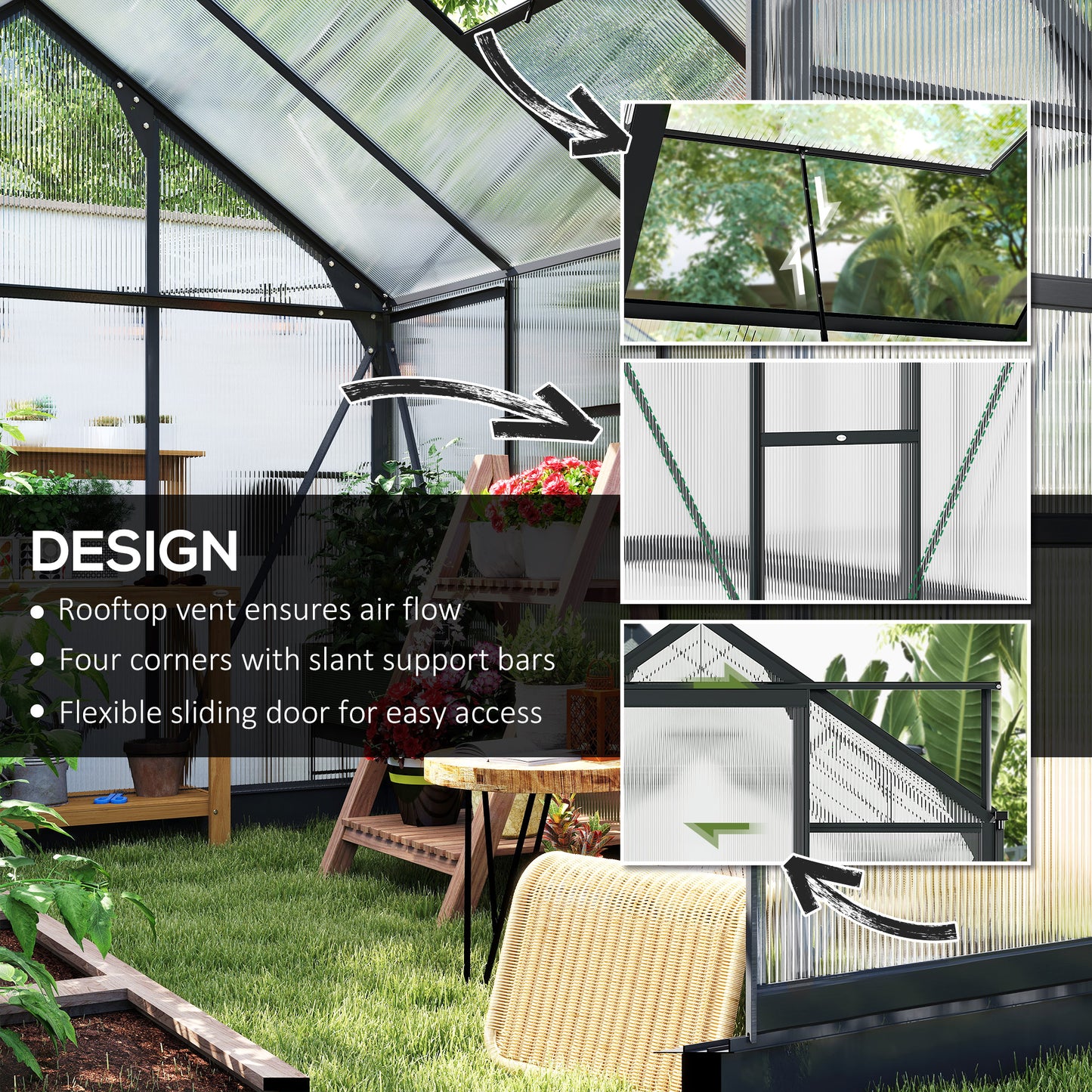 6 x 8ft Polycarbonate Greenhouse (1)