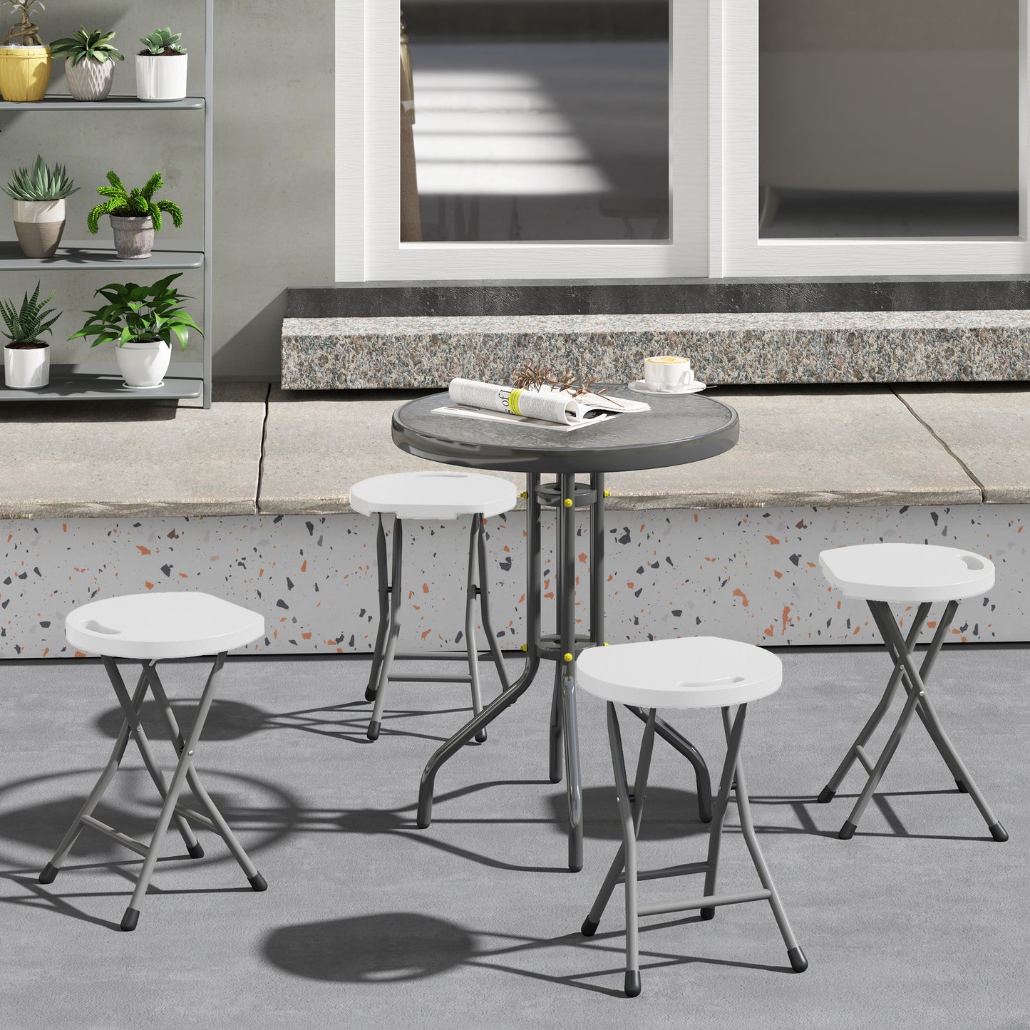 Set of Four Folding Carry Stools