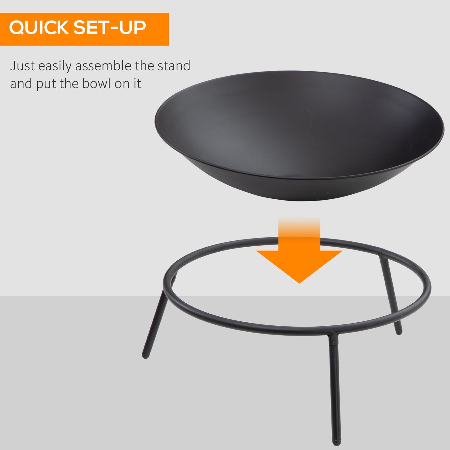 Outdoor Fire Pit, Portable Round Firepit with Poker, for Garden
