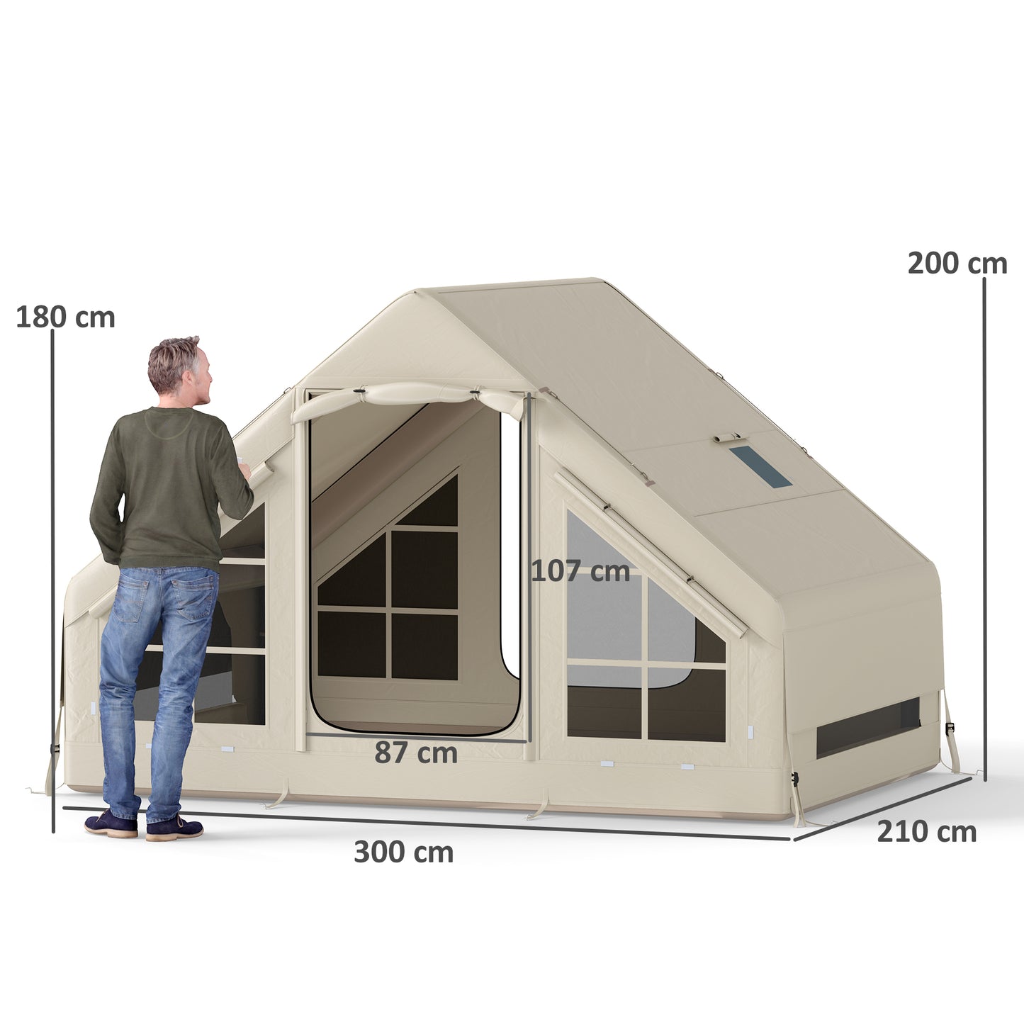 Inflatable Camping Tent with Pump and Stove Jack Hole