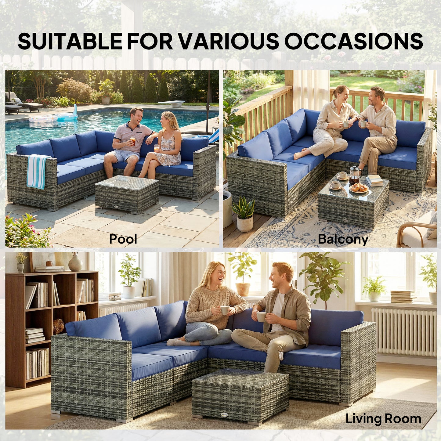 Four-Piece Rattan Sofa Set