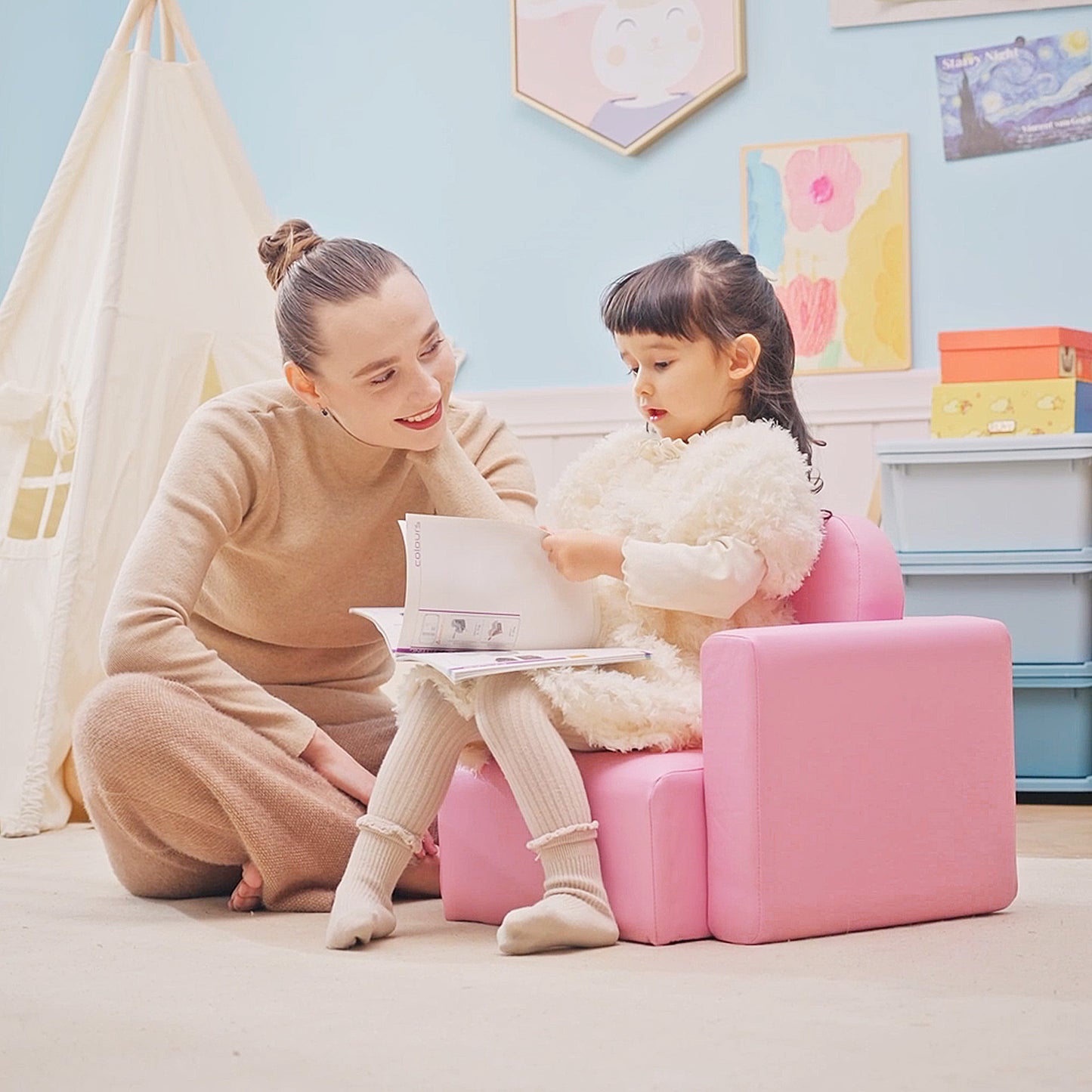 2 In 1 Toddler Sofa Chair,  48 x 44 x 41 cm, for Game Relax Playroom