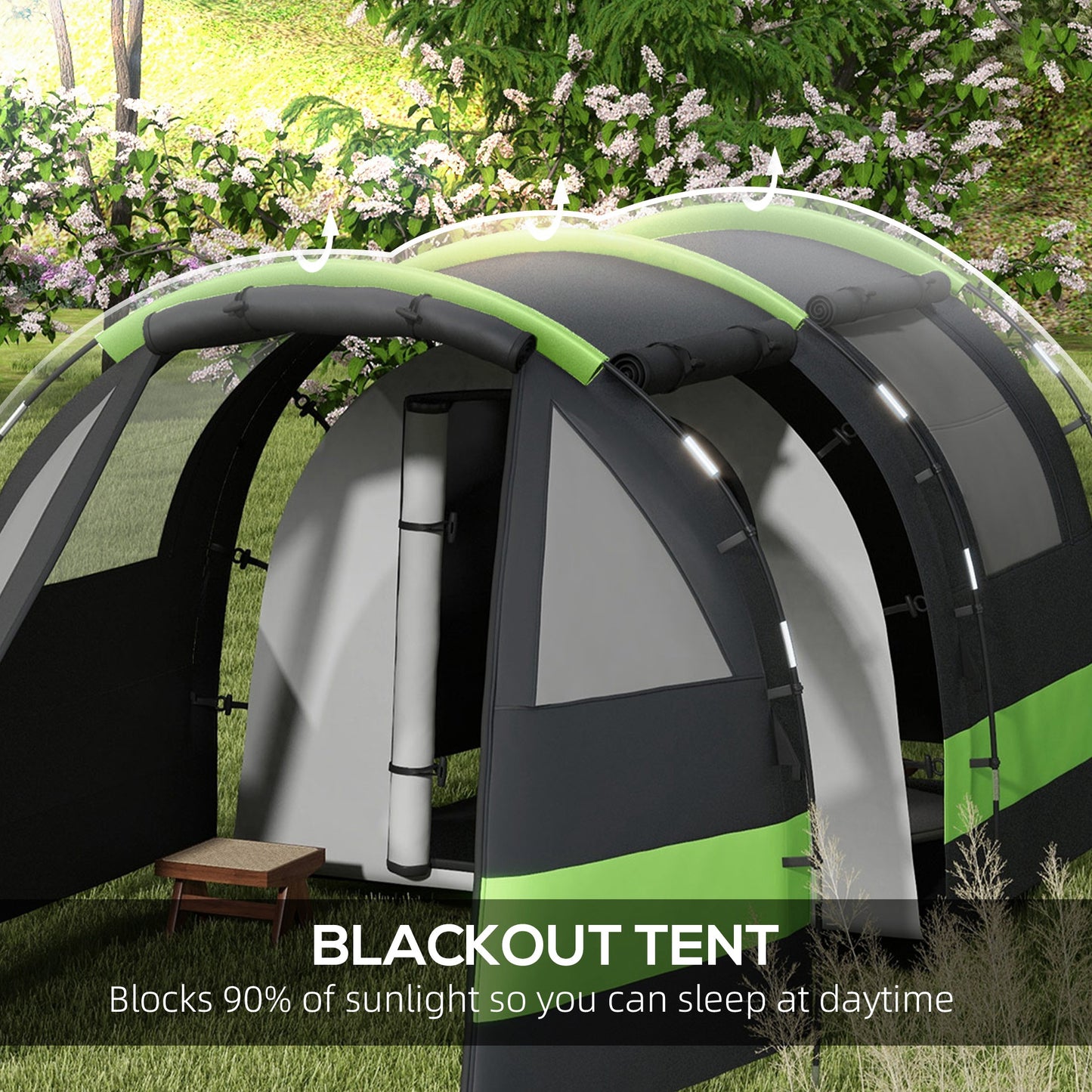 Four Man, Two Room Blackout Tent, with Accessories