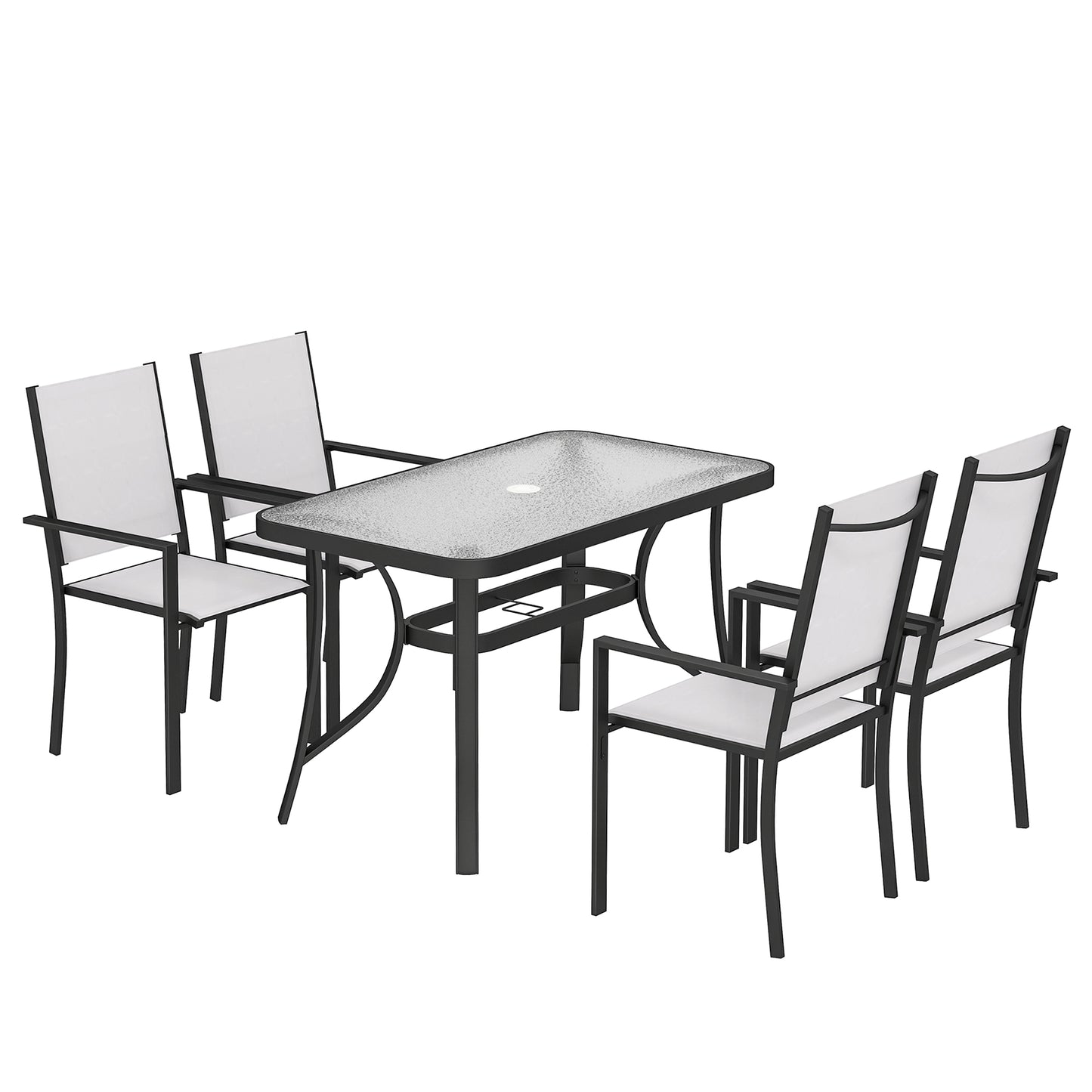 Garden Dining Set for 4 with Umbrella Hole