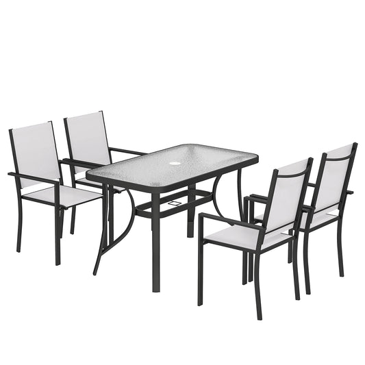 Garden Dining Set for 4 with Umbrella Hole