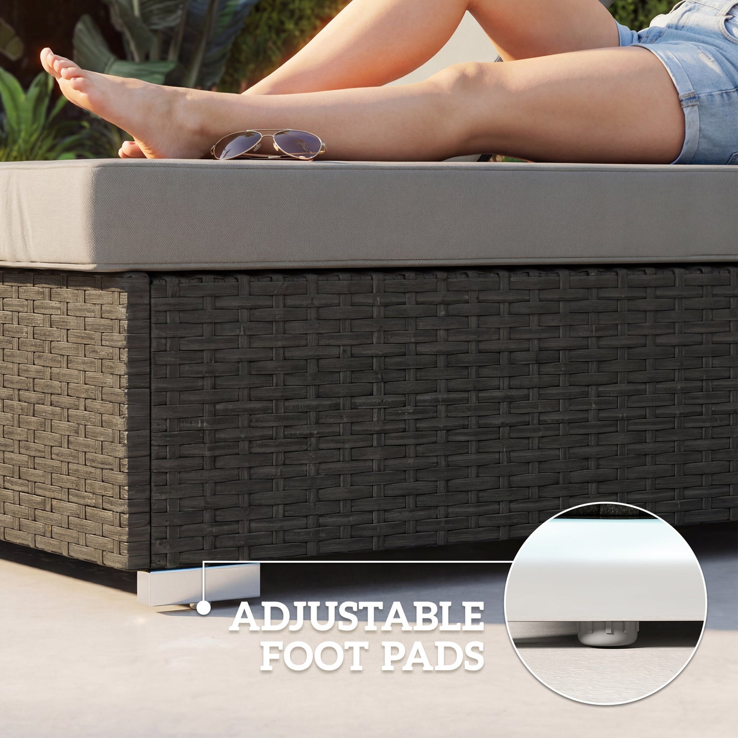 Rattan Sun Loungers Set of 2 with Side Table