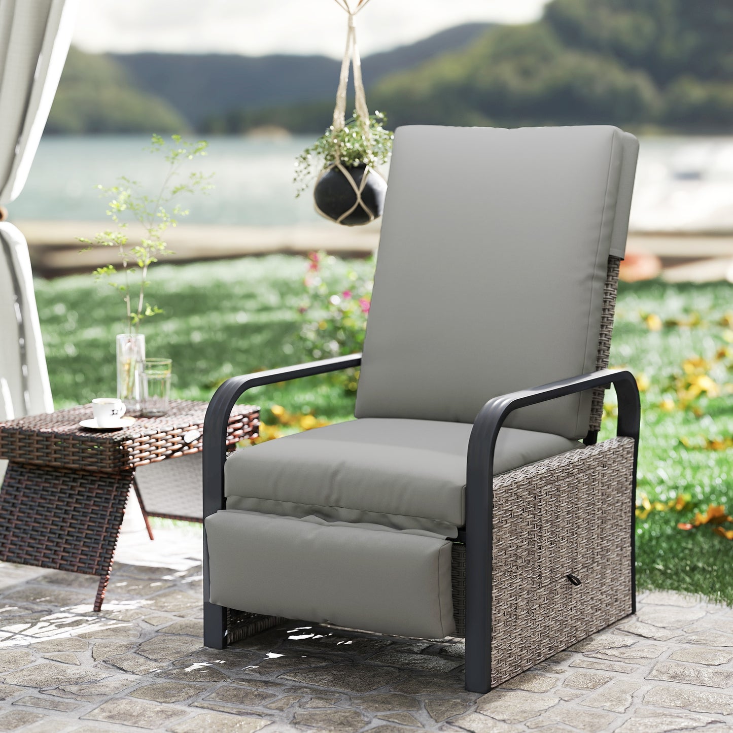 140° Reclining Rattan Armchair